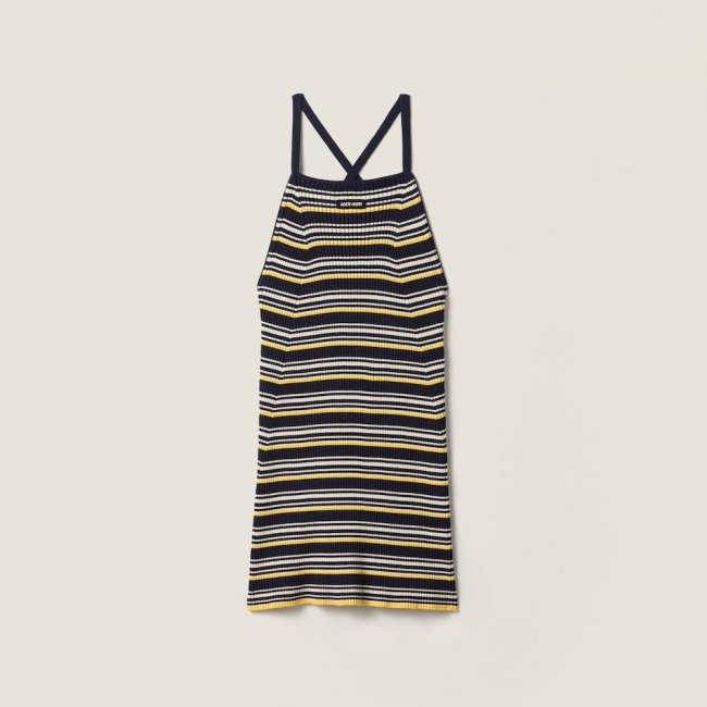 Miu Miu Cotton knit mini dress Navy