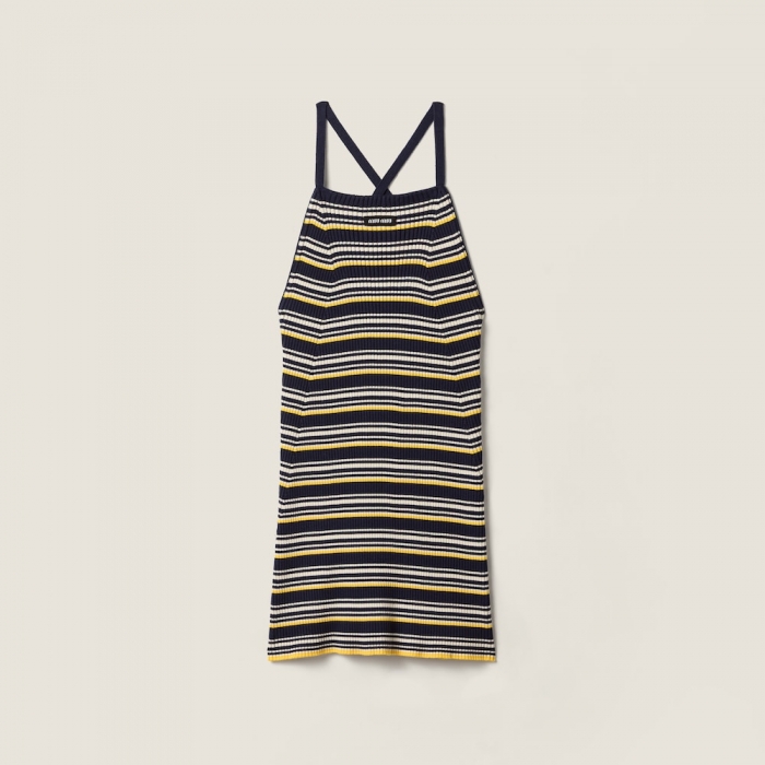 Miu Miu Cotton knit mini dress Navy