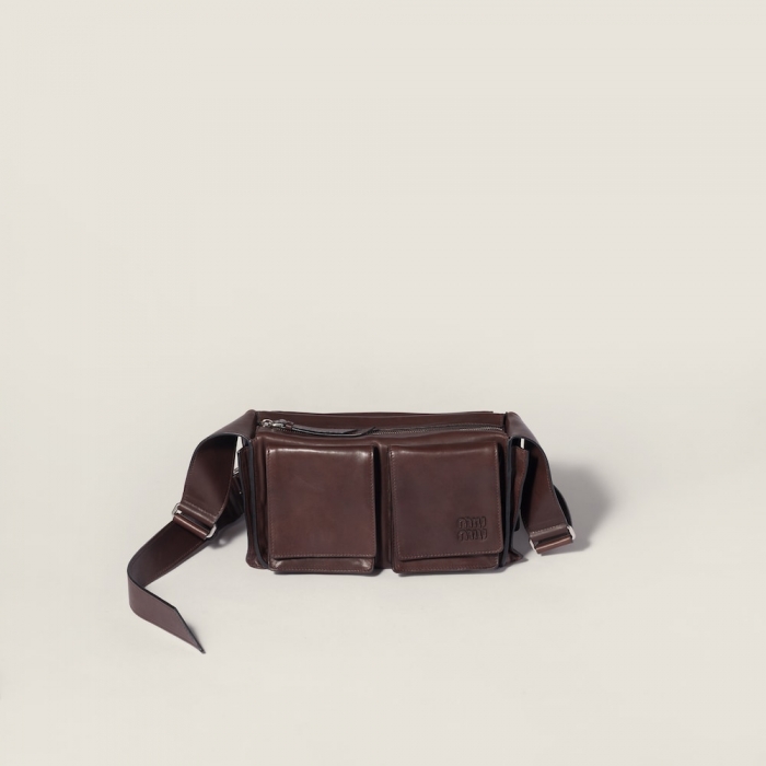 Miu Miu Utilitaire nappa leather shoulder bag Sienna