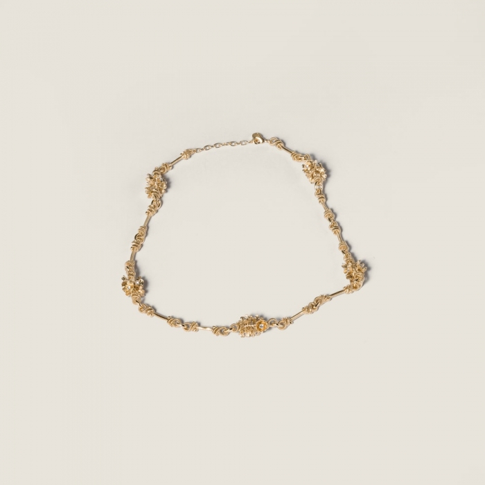 Miu Miu Metal necklace with crystals Gold / Crystal