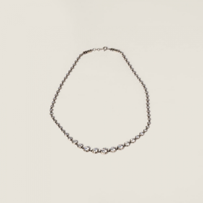 Miu Miu Metal necklace with crystals Silver