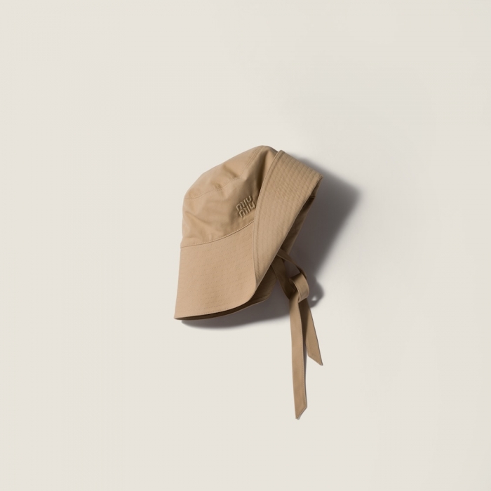 Miu Miu Wide-brimmed poplin bucket hat - Sand Beige