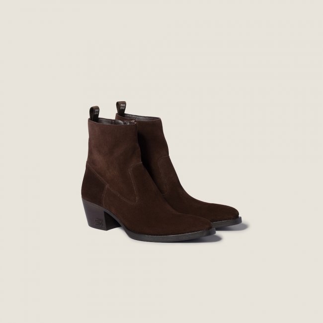 Miu Miu Suede ankle boots Dark Brown