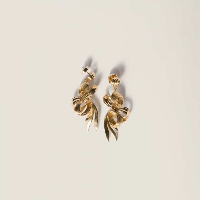 Miu Miu Metal bow earrings Gold
