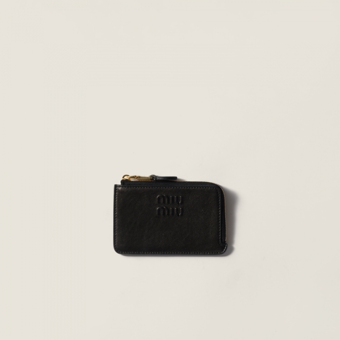 Miu Miu Nappa leather envelope card holder Black