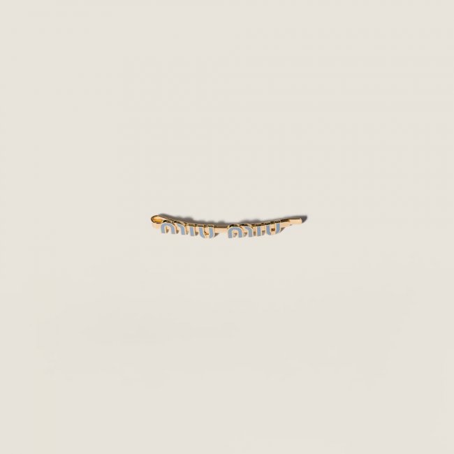 Miu Miu Enameled metal hair clip - Light Blue
