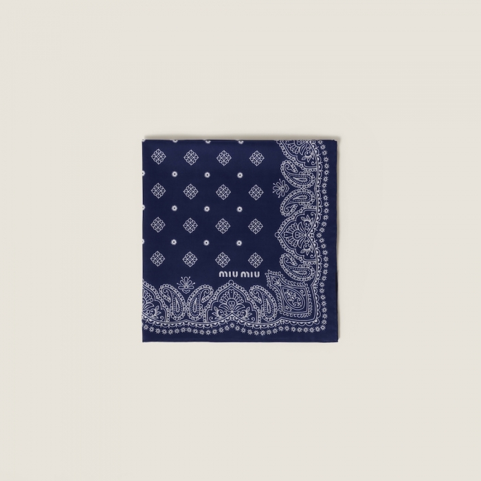 Miu Miu Printed poplin scarf - Navy
