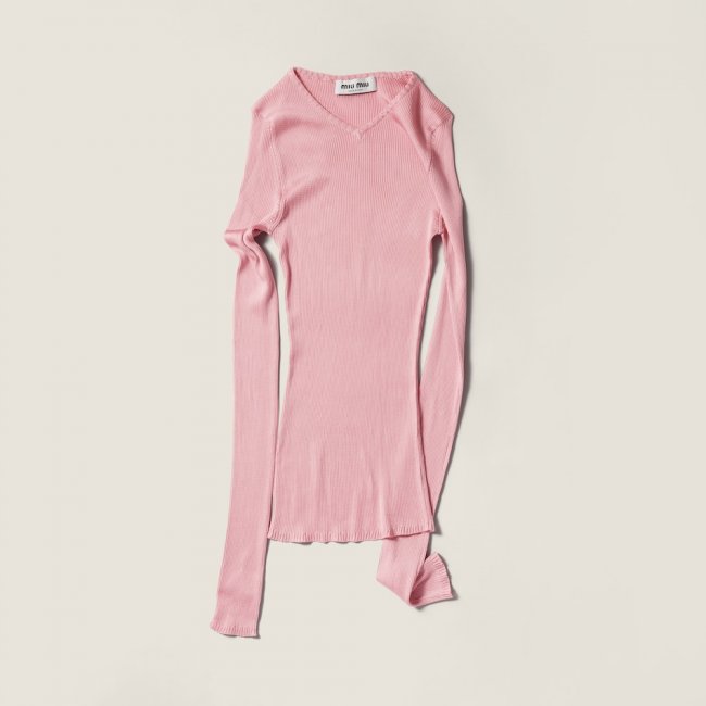 Miu Miu Silk V-neck sweater Begonia Pink