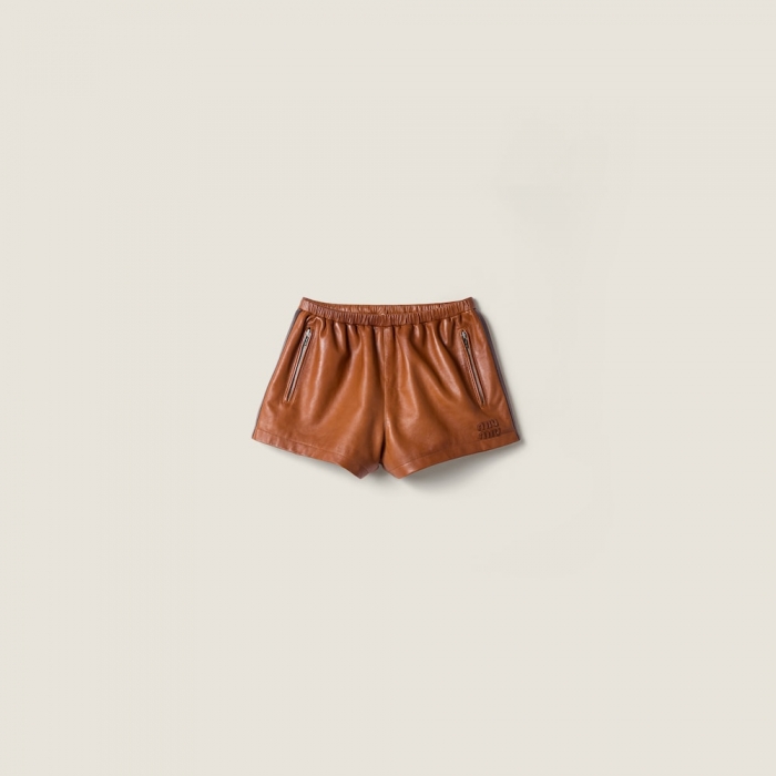 Miu Miu Nappa leather shorts Brandy