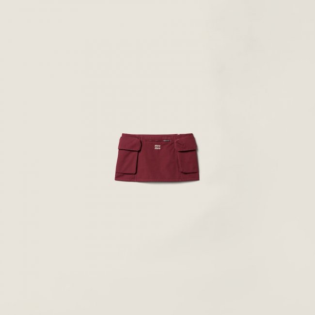 Miu Miu Washed poplin miniskirt Amaranth Red / Maize Yellow