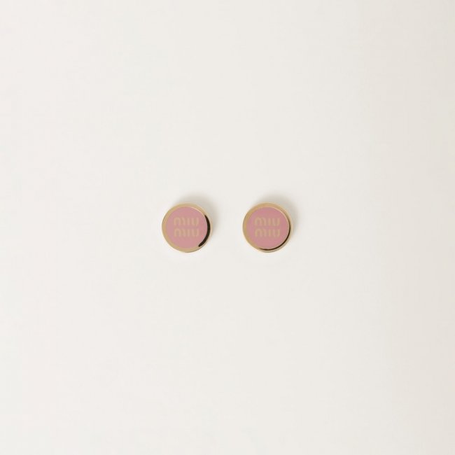 Miu Miu Enameled metal earrings Orchid Pink