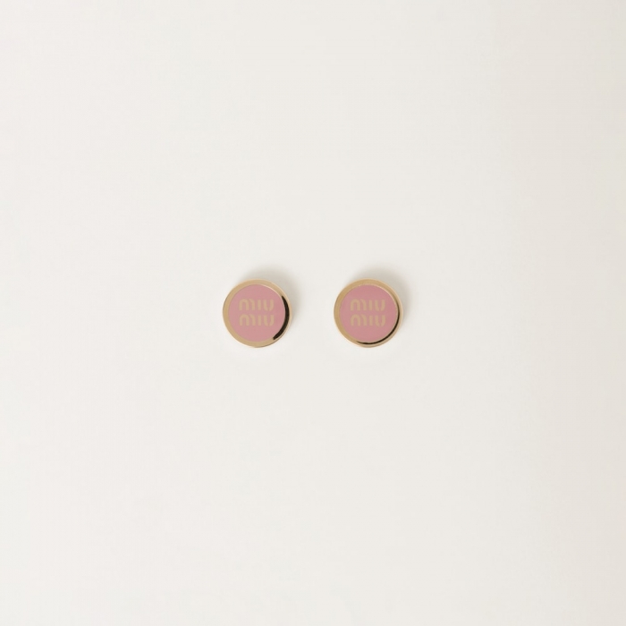 Miu Miu Enameled metal earrings Orchid Pink