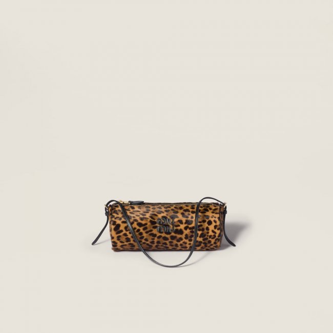 Miu Miu Printed leather pouch - Honey