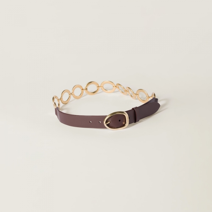 Miu Miu Leather and metal belt - Briarwood