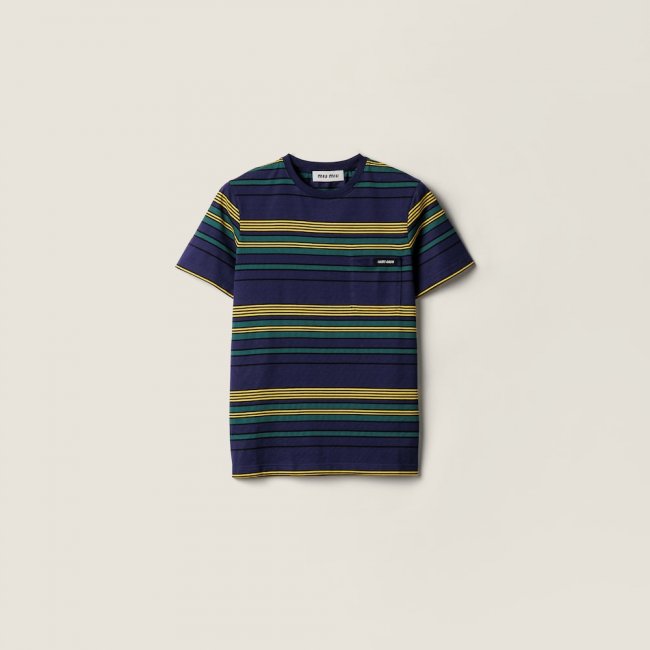 Miu Miu Striped jersey T-shirt Blue / Bottle