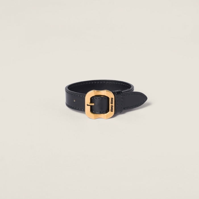 Miu Miu Leather bracelet Black