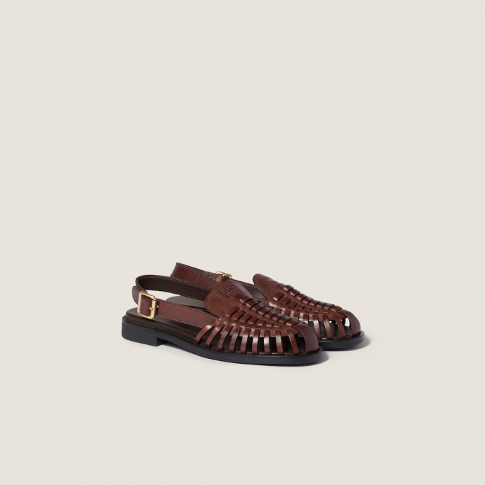 Miu Miu Leather slingback loafers Coffee