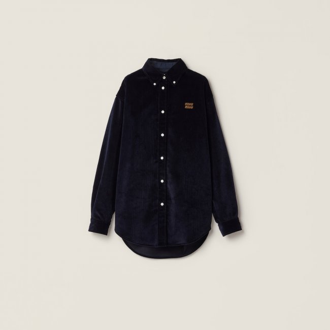 Miu Miu Corduroy and suede shirt Navy