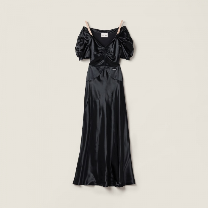 Miu Miu Long satin dress Black