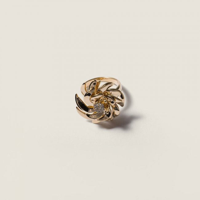 Miu Miu Metal ring with crystals Vintage Gold / Crystal