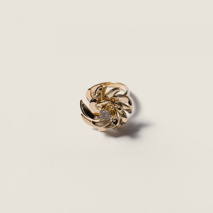 Miu Miu Metal ring with crystals Vintage Gold / Crystal