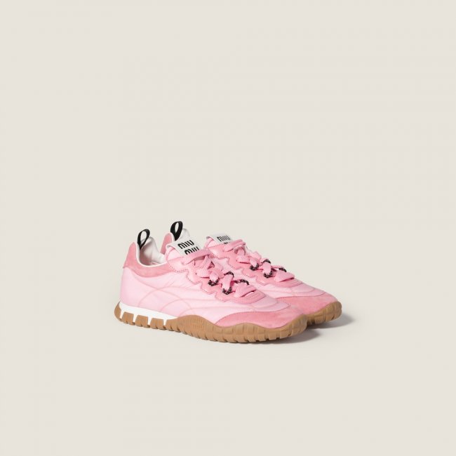 Miu Miu Tyre technical fabric and suede sneakers Pink