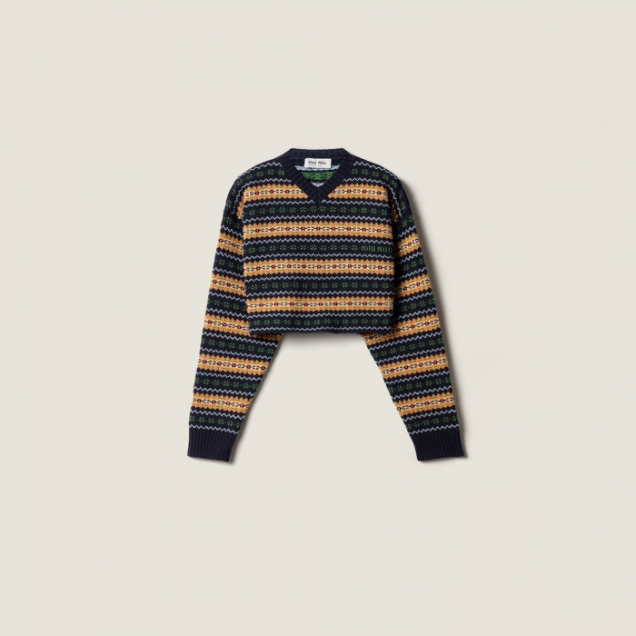 Miu Miu Wool V-neck sweater Navy