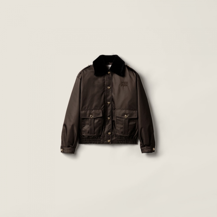 Miu Miu Technical gazar blouson jacket Coffee
