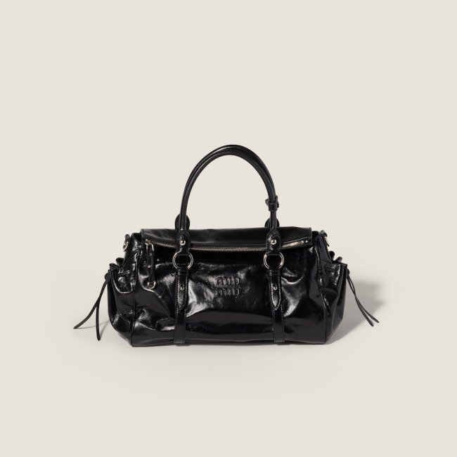 Miu Miu Shiny leather handbag Black