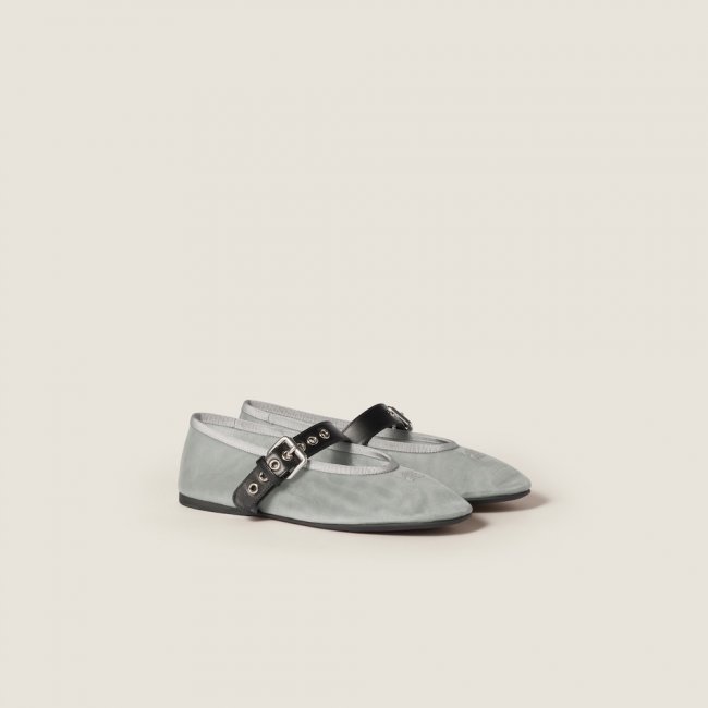 Miu Miu Mesh fabric ballerinas Aluminum
