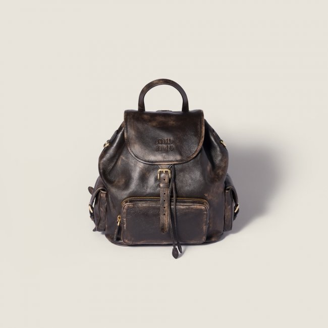 Miu Miu Leather backpack Coffee