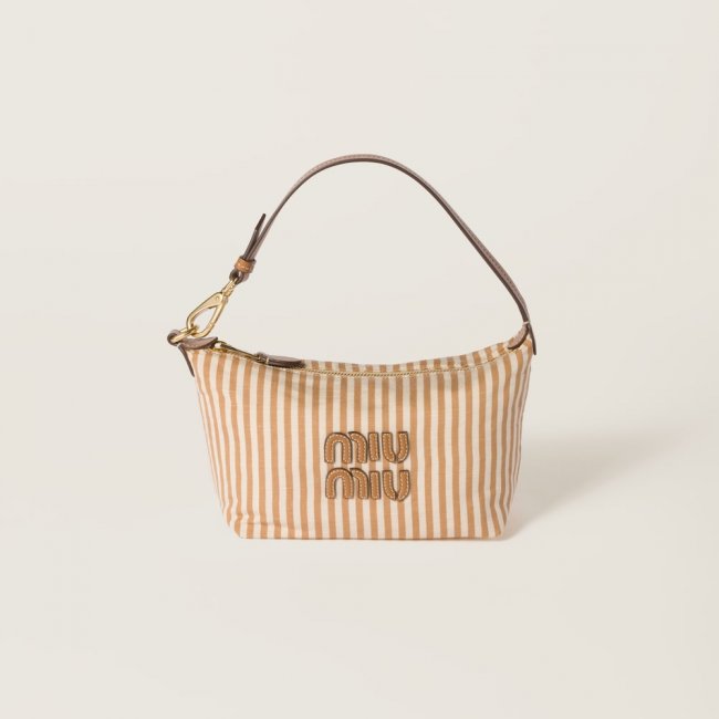 Miu Miu Jacquard fabric pouch with logo - Tan/Caramel