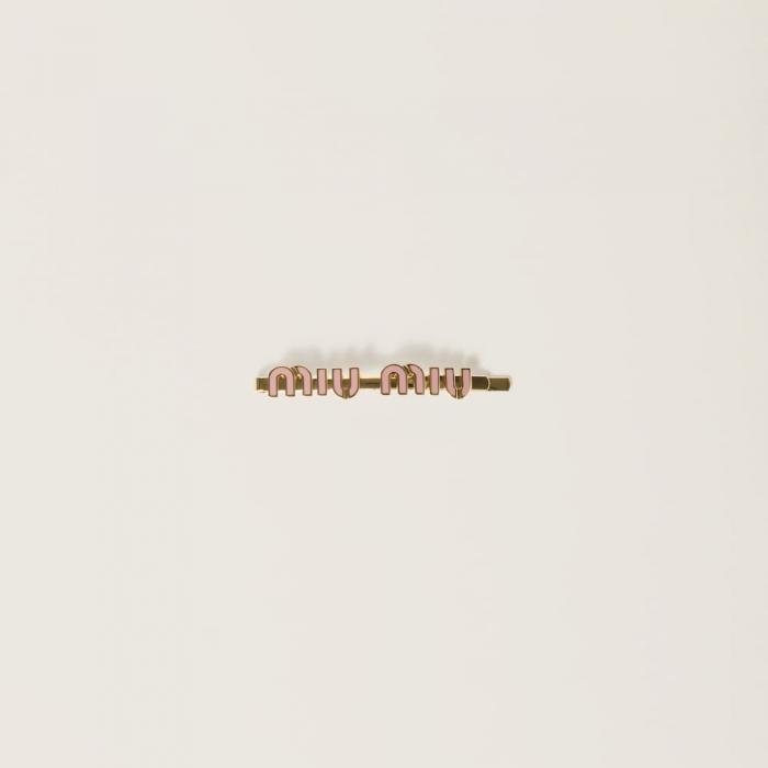 Miu Miu Enameled metal hair clip - Orchid Pink
