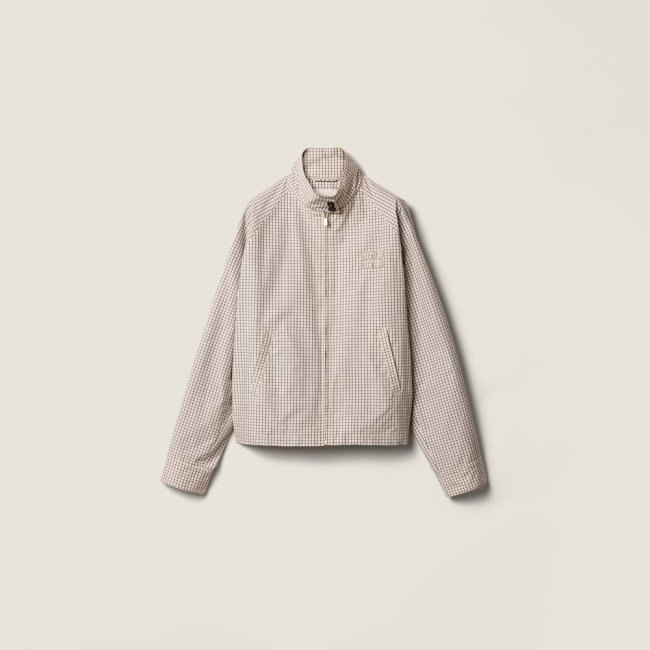 Miu Miu Checked technical fabric blouson jacket Sand Beige