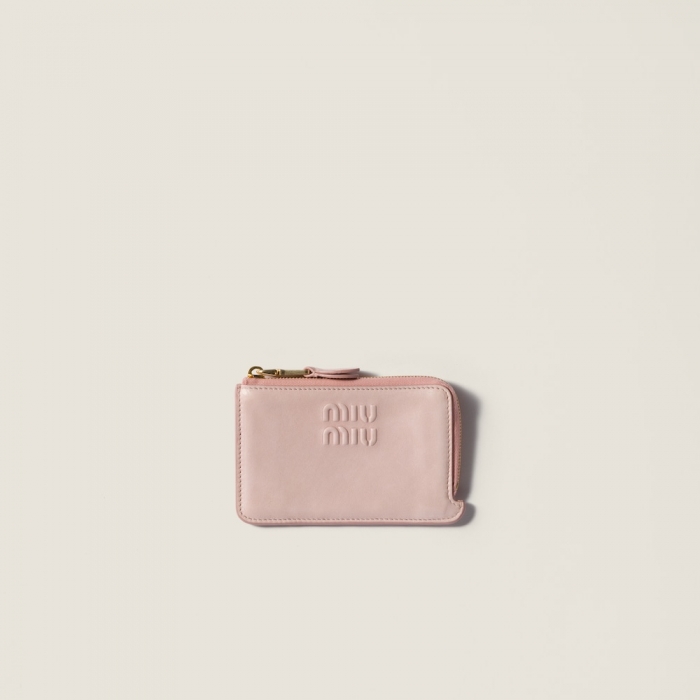 Miu Miu Nappa leather envelope card holder Peach
