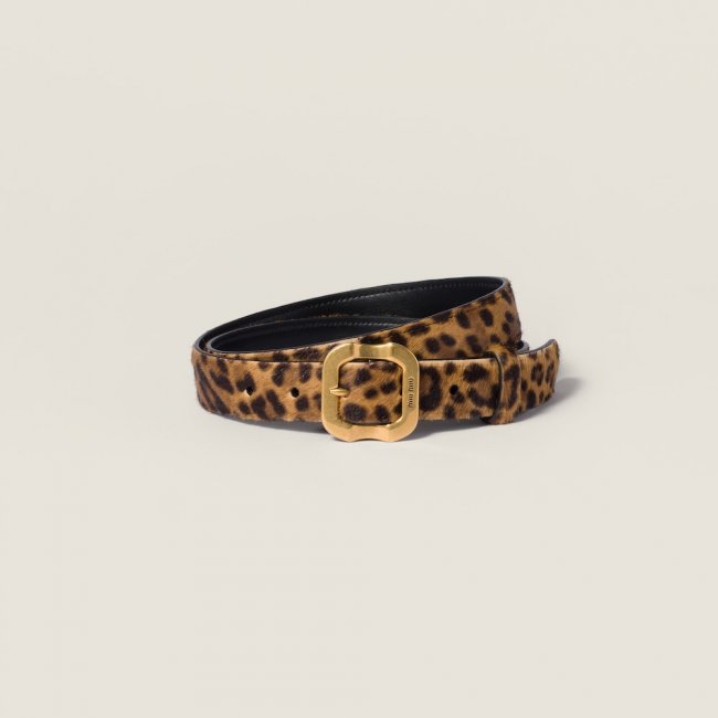 Miu Miu Printed leather belt - Honey