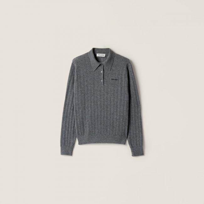 Miu Miu Cashmere polo sweater Slate Gray