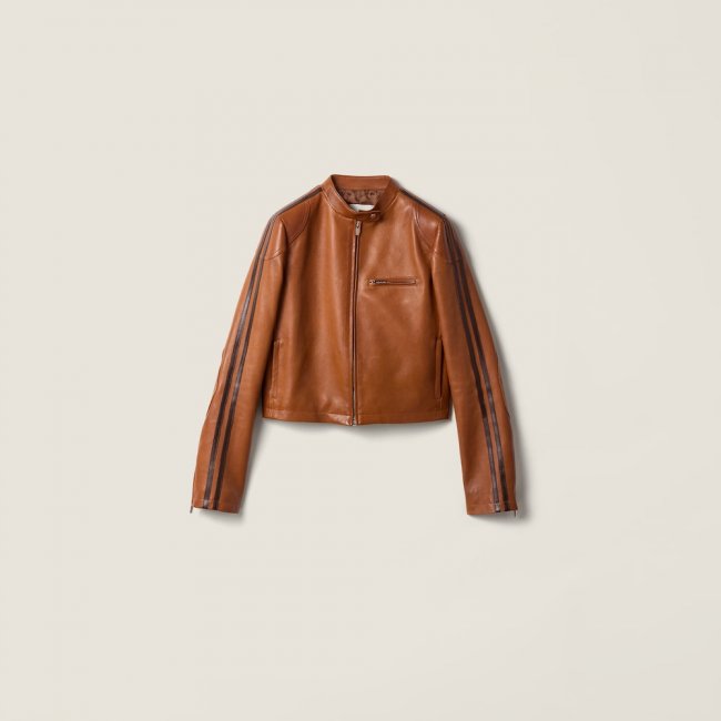 Miu Miu Nappa leather jacket Brandy