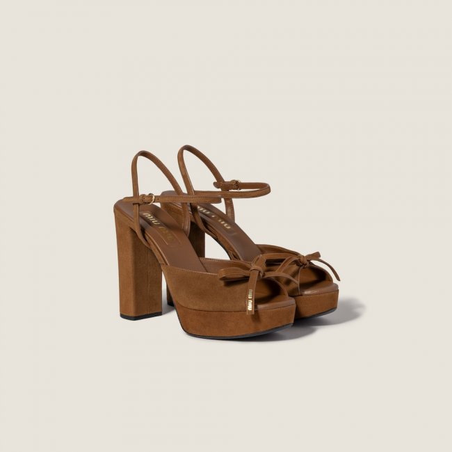 Miu Miu Suede platform sandals Oak