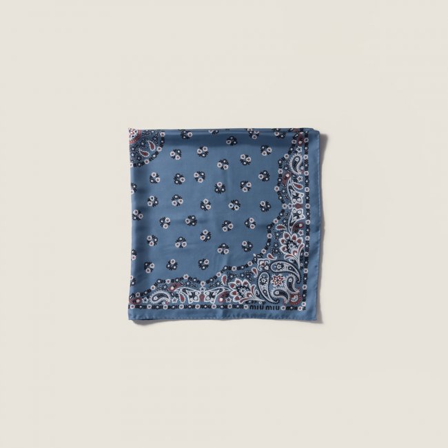 Miu Miu Printed silk scarf - Aviator Blue