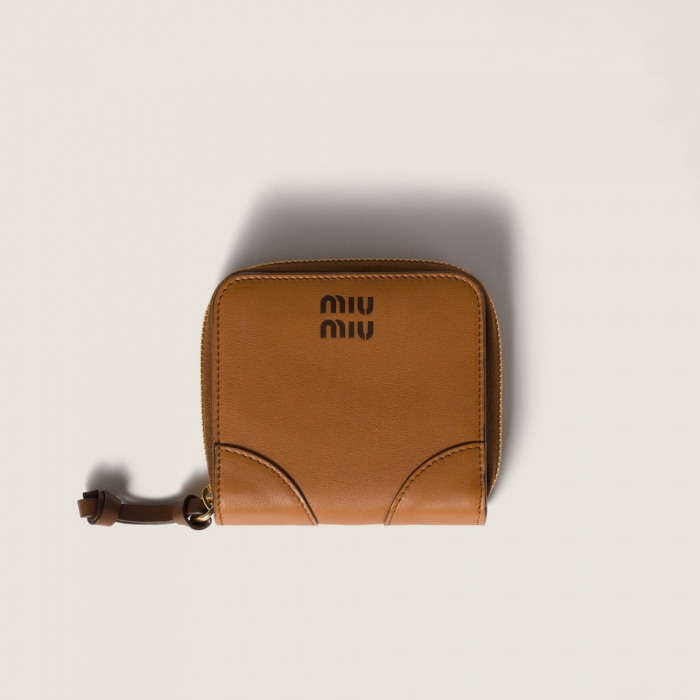 Miu Miu Small leather wallet Cognac / Palisander