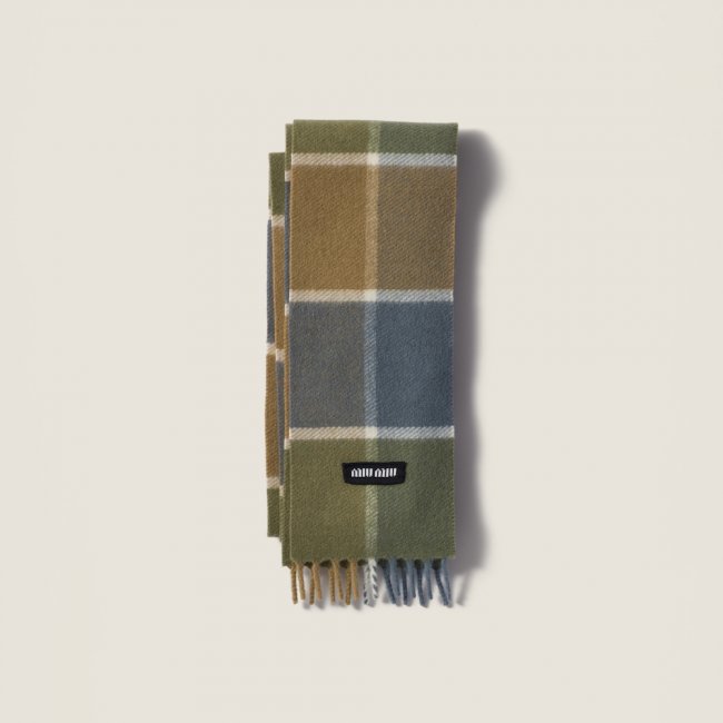 Miu Miu Wool and cashmere scarf - Camel/Aviator Blue