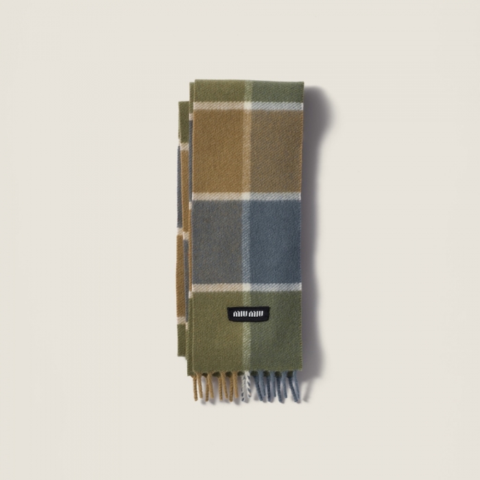 Miu Miu Wool and cashmere scarf - Camel/Aviator Blue
