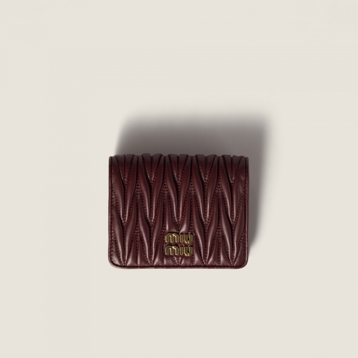Miu Miu Small matelassé nappa leather wallet Burgundy