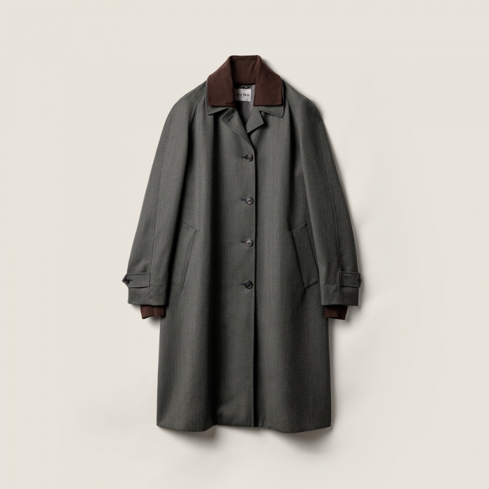 Miu Miu Single-breasted coat in Cover fabric Slate Gray