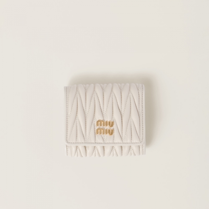 Miu Miu Small matelassé nappa leather wallet White