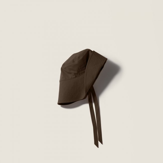 Miu Miu Wide-brimmed poplin bucket hat - Cocoa Brown Miu Miu Wide-brimmed poplin bucket hat - Cocoa Brown