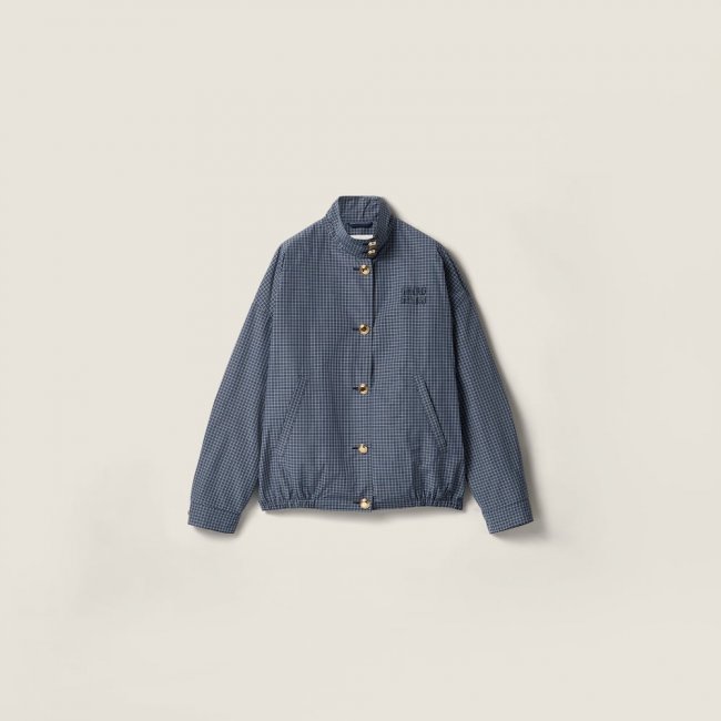 Miu Miu Checked technical fabric blouson jacket Navy