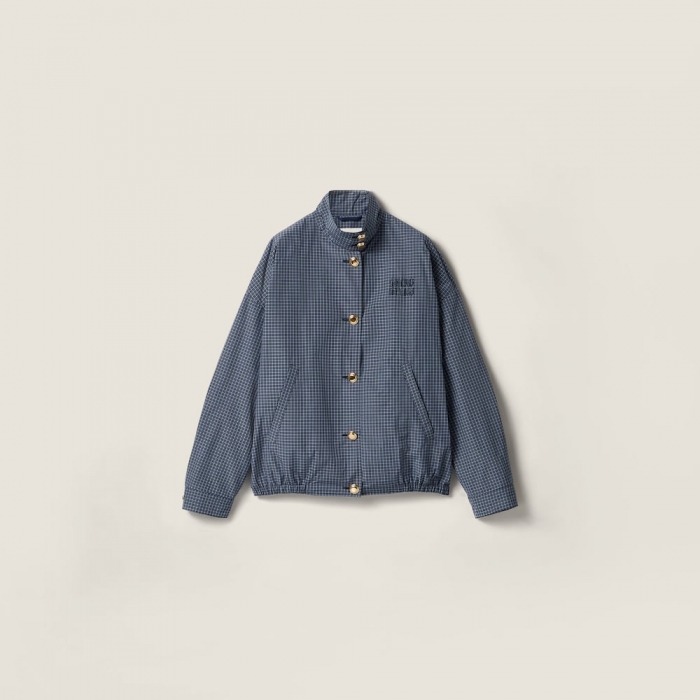 Miu Miu Checked technical fabric blouson jacket Navy