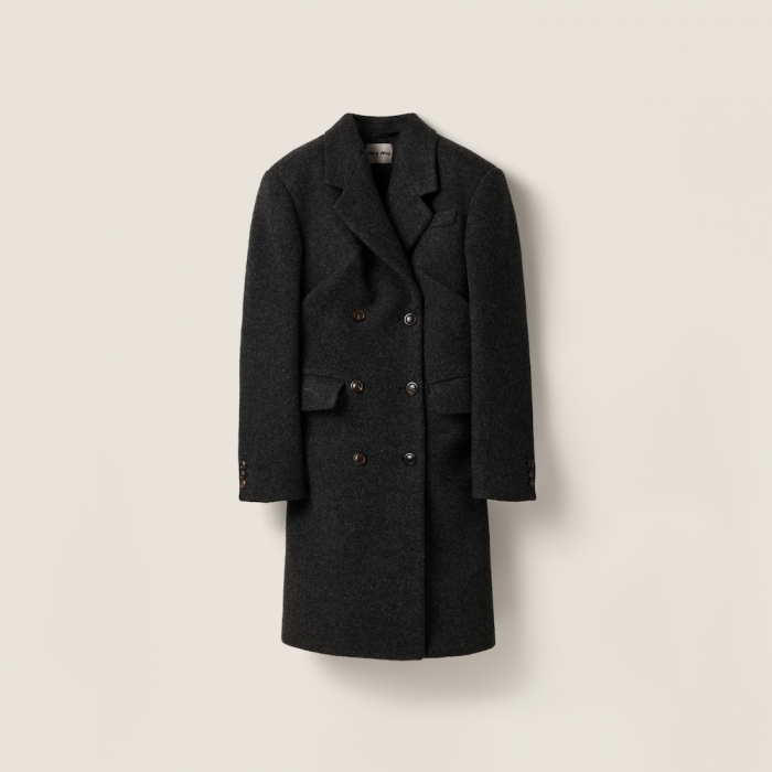 Miu Miu Double-breasted Shetland wool coat Anthracite Gray